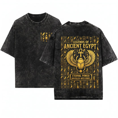 Egyptian Hieroglyphics Ancient Egypt Pharaoh Symbols Archaeology History Culture Graphic Gift Apparel Unisex Wash T-Shirt