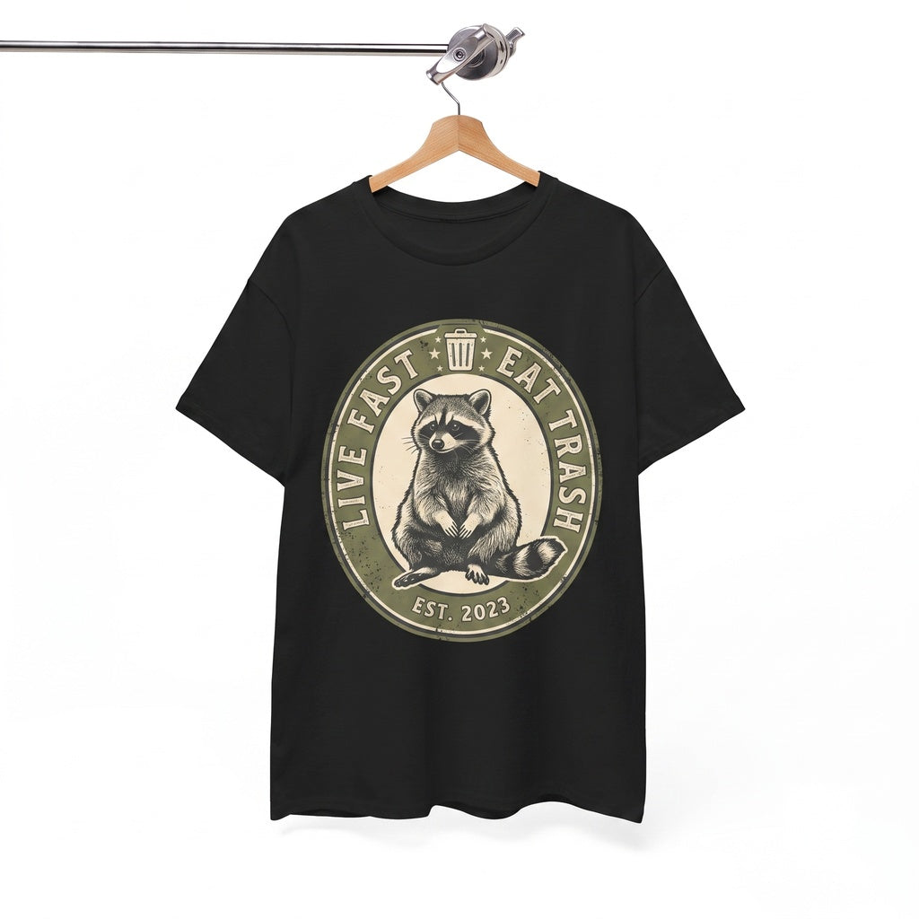 Live Fast Japanese Tanuki Raccoon Dog Graphic Print Cotton Crewneck Unisex TShirt