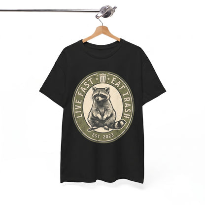 Live Fast Japanese Tanuki Raccoon Dog Graphic Print Cotton Crewneck Unisex TShirt