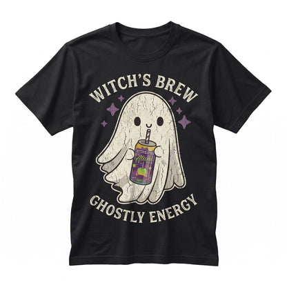 Witchs Brew Spooky Ghost Energy Drink Cute Caffeinated Beverage Lover Halloween Graphic Unisex TShirt