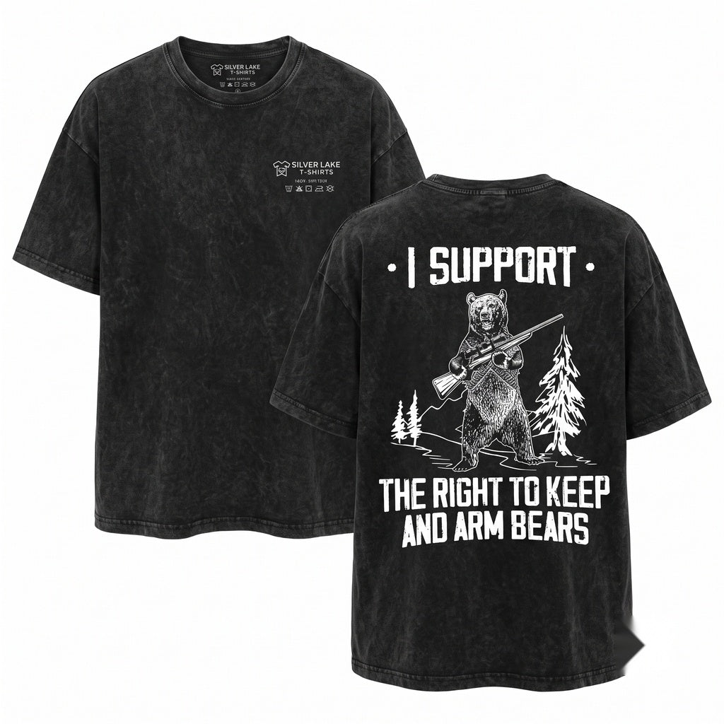 Funny Bear Arms 2nd Amendment Gun Rights Hunting Gifts Unisex Wash T-Shirt