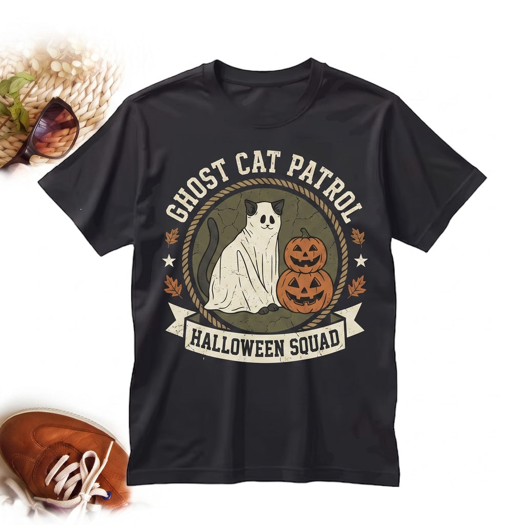 Spooky Season Halloween Ghost Cat Lover Black Kitten Sweater Sweatshirt Top, Unisex TShirt