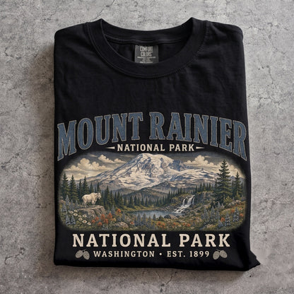 Mount Rainier National Park Washington Mountain Hiking Vintage Scenic Nature Outdoor Adventure Gift Unisex TShirt