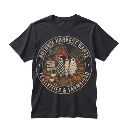 Tis Season Pumpkin Patch Farmhouse Halloween Checkered Floral Polka Dot Ghost Trio Fall Sweatshirt Unisex TShirt