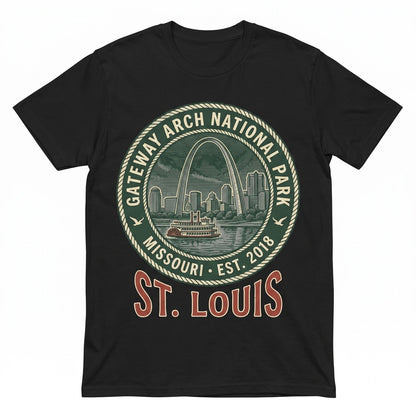Vintage Gateway Arch St Louis Missouri Retro Travel Souvenir Nature Gift Unisex TShirt