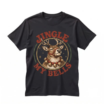 Funny Jingle My Bells Reindeer Holiday Graphic Retro Humor Christmas Gift Unisex TShirt