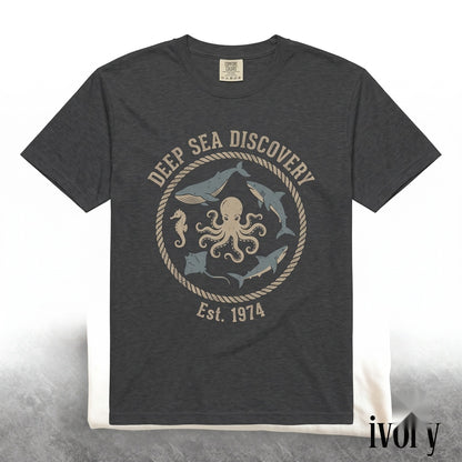 Retro Ocean Creature Collage Graphic Vintage Marine Wildlife Nature Sea Life Beach Gift Unisex TShirt