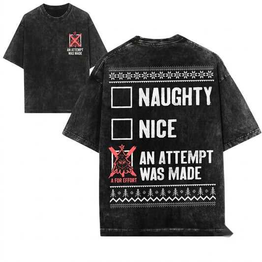 An Attempt Was Made Funny Ugly Christmas Holiday Party Festive Gift Unisex Wash T-Shirt