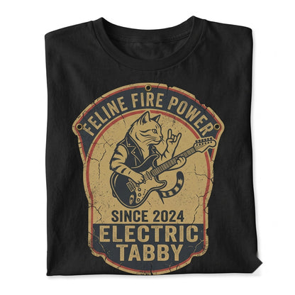 Funny Cat Playing Guitar Rock and Roll Music Cool Graphic Gift for Men Women Unisex TShirt