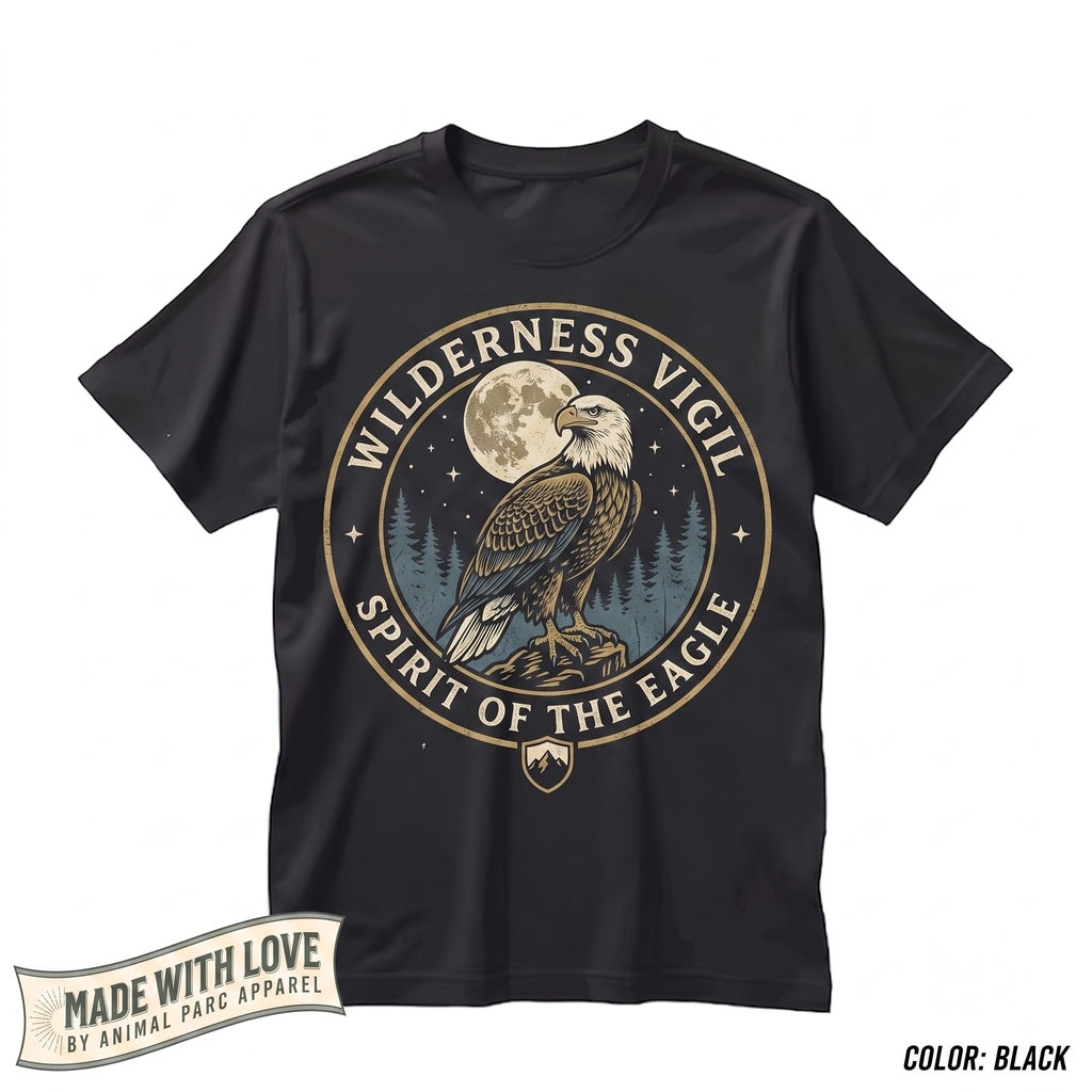 Bald Eagle Howling to the Full Moon Vintage Graphic American Wildlife Patriotic Freedom Animals Apparel Unisex TShirt
