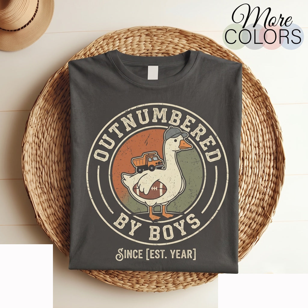 Outnumbered By Boys Goose Graphic Mom Humor Novelty Funny Animal Gift Unisex TShirt