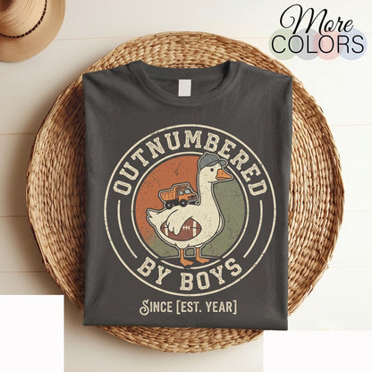 Outnumbered By Boys Goose Graphic Mom Humor Novelty Funny Animal Gift Unisex TShirt