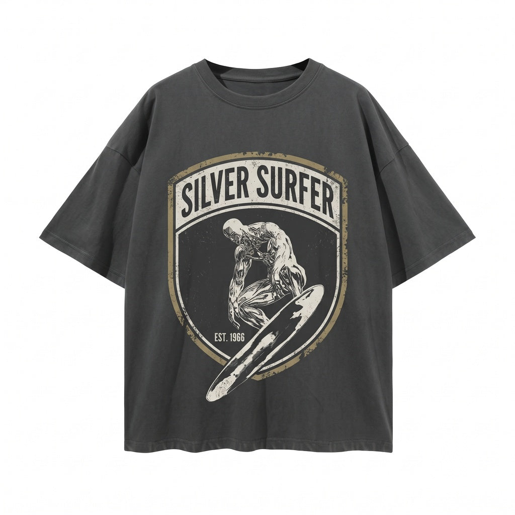 Oversized Silver Surfer Retro Vintage Comic Graphic Superhero Unisex TShirt