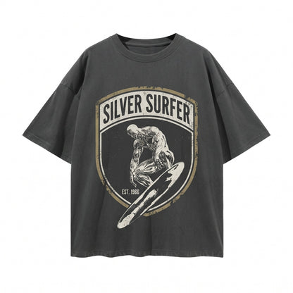 Oversized Silver Surfer Retro Vintage Comic Graphic Superhero Unisex TShirt