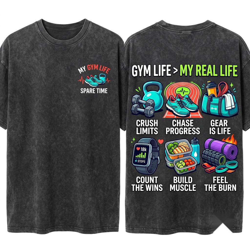 Things I Do In My Spare Time Fitness Lover Gym Workout Motivation Healthy Lifestyle Unisex Wash T-Shirt
