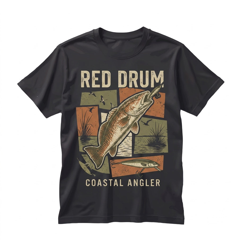 Vintage 90s Redfish Angler Graphic Artistic Saltwater Nature Fisherman Gift Unisex TShirt