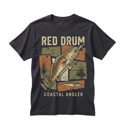 Vintage 90s Redfish Angler Graphic Artistic Saltwater Nature Fisherman Gift Unisex TShirt