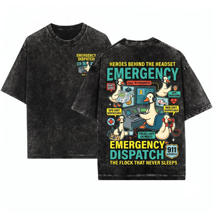 Silly Goose 911 Emergency Call Dispatcher Funny First Responder Mom Dad EMS Gift Unisex Wash T-Shirt
