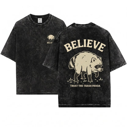 Believe Jimothy Embroidered Seattle Raccoon Unisex Wash T-Shirt