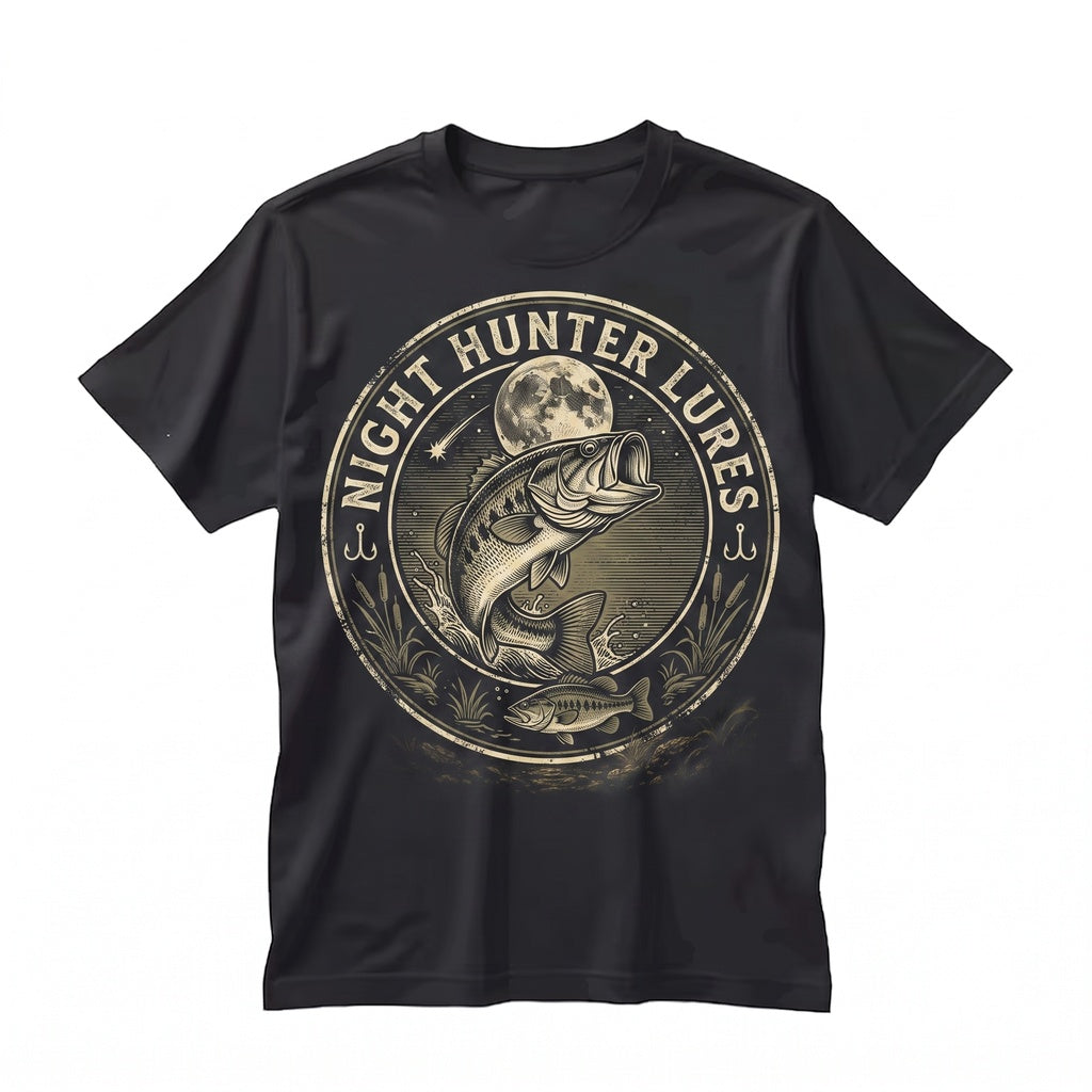 Vintage Bass Fishing 90s Moonlit Lake Graphic Fisherman Gift Outdoor Adventure Apparel Unisex TShirt