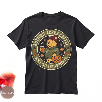 Vintage Cute Honey Bear Coffee Long Sleeve Cozy Fall Autumn Graphic Apparel Unisex TShirt