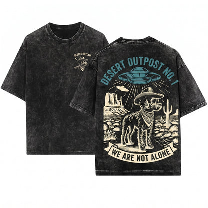 UFO Cockapoo Western Cowboy Dog Mom Dad Gift Ranch Country Desert Wild Unisex Wash T-Shirt