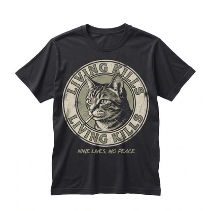 Funny Cat Living Kills Dark Humor Graphic Grunge Vintage Kitten Lover Gift Apparel Unisex TShirt
