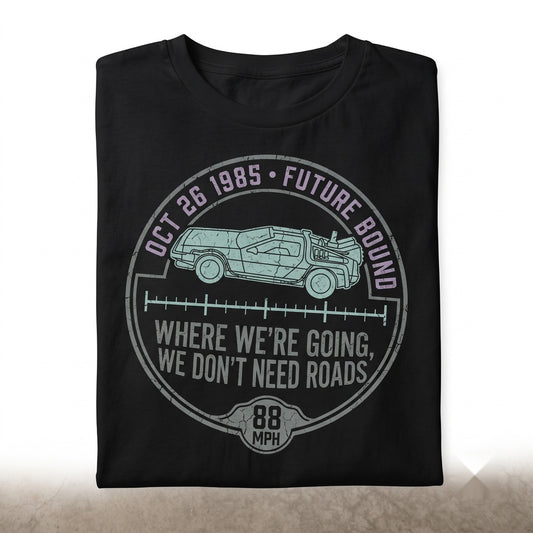 Vintage 80s Sci-Fi Time Travel Movie Graphic 88 MPH Retro DeLorean Unisex TShirt