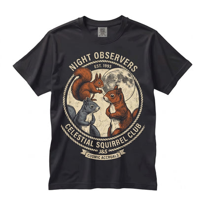 Retro Three Squirrel Moon Graphic Vintage Funny Oversized Unisex TShirt