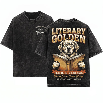 Leonberger Reading Giant Dog Bookworm Librarian Mom Dad Gift Unisex Wash T-Shirt