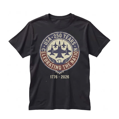 Fighter Jets 250th Anniversary Semiquincentennial American Patriotic 1776 - 2026 Aviation Graphic Apparel Unisex TShirt
