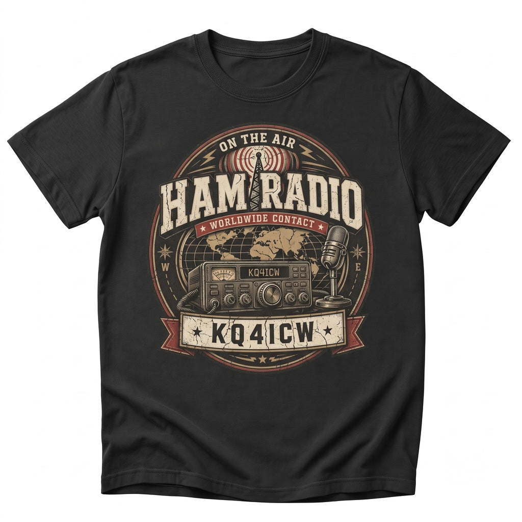 Personalized Ham Amateur Radio Callsign Operator Worldwide Contact Gift Unisex TShirt