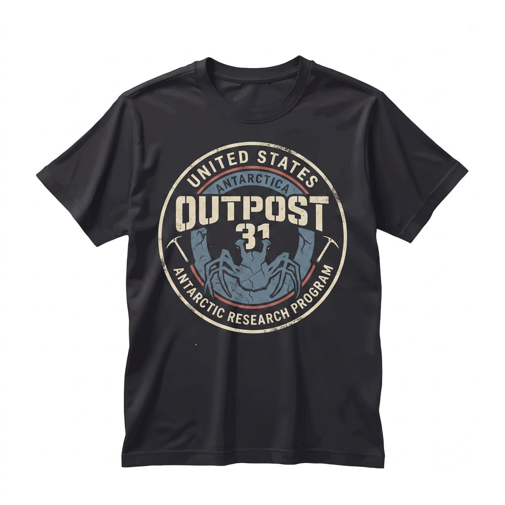 Outpost 31 Antarctica Research Station Vintage 1980s Sci-Fi Horror Graphic Unisex TShirt