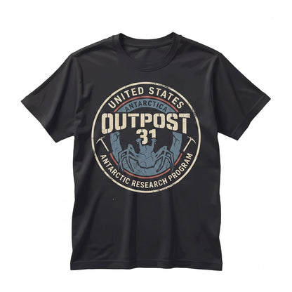 Outpost 31 Antarctica Research Station Vintage 1980s Sci-Fi Horror Graphic Unisex TShirt