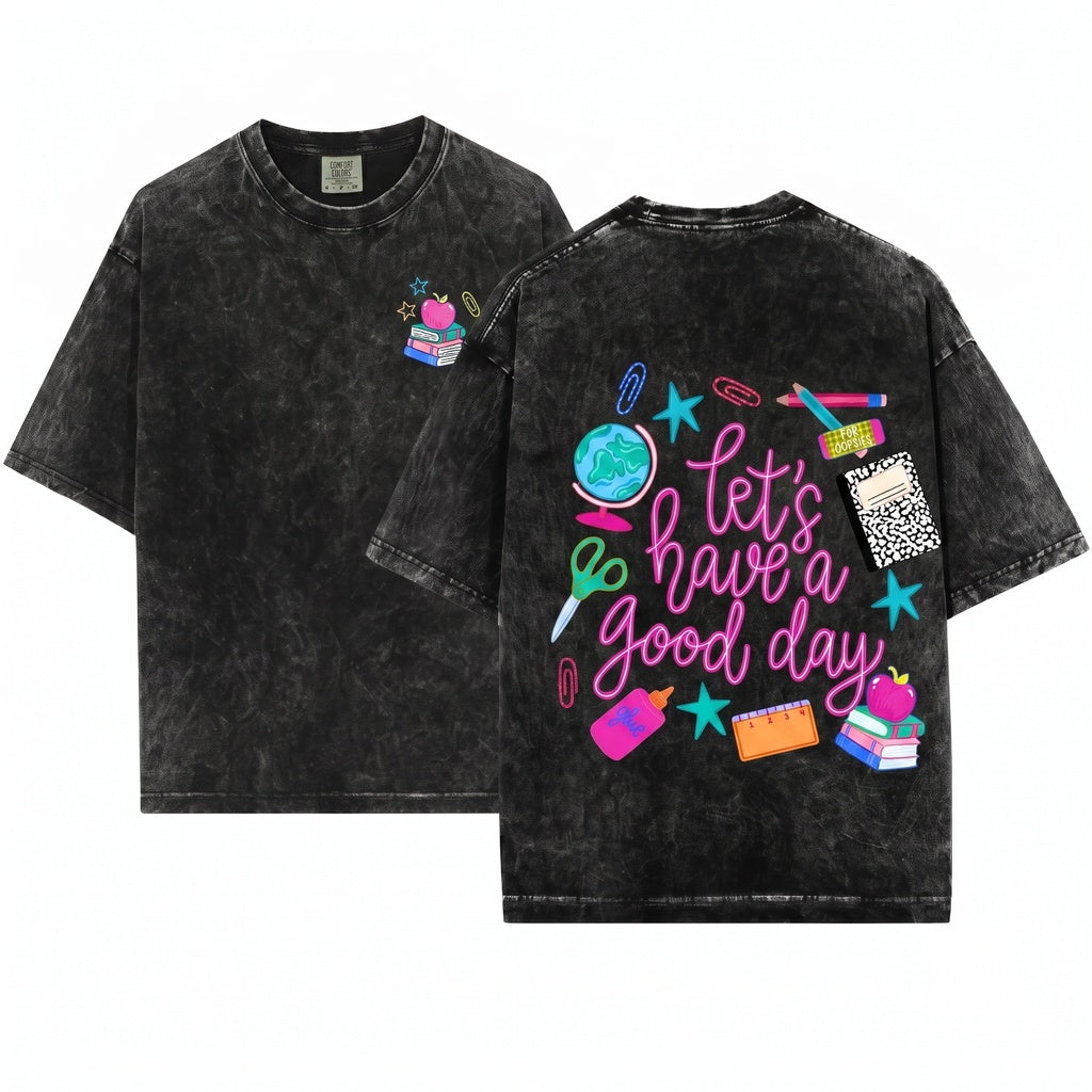 Retro Colorful Teacher Doodles Graphic Elementary Back To School Cute Gift Unisex Wash T-Shirt