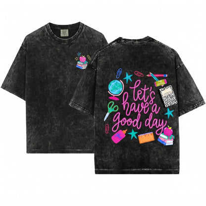 Retro Colorful Teacher Doodles Graphic Elementary Back To School Cute Gift Unisex Wash T-Shirt