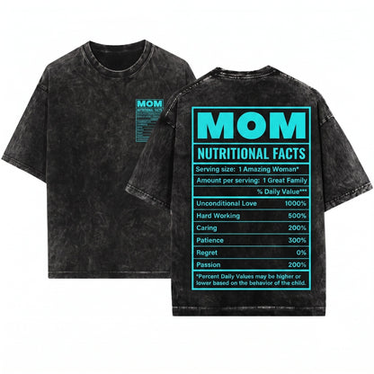 Funny Mom Nutrition Facts Cute Women Mothers Day Gift Idea Wife Birthday Present Best Mama Life New Mommy Christmas Unisex Wash