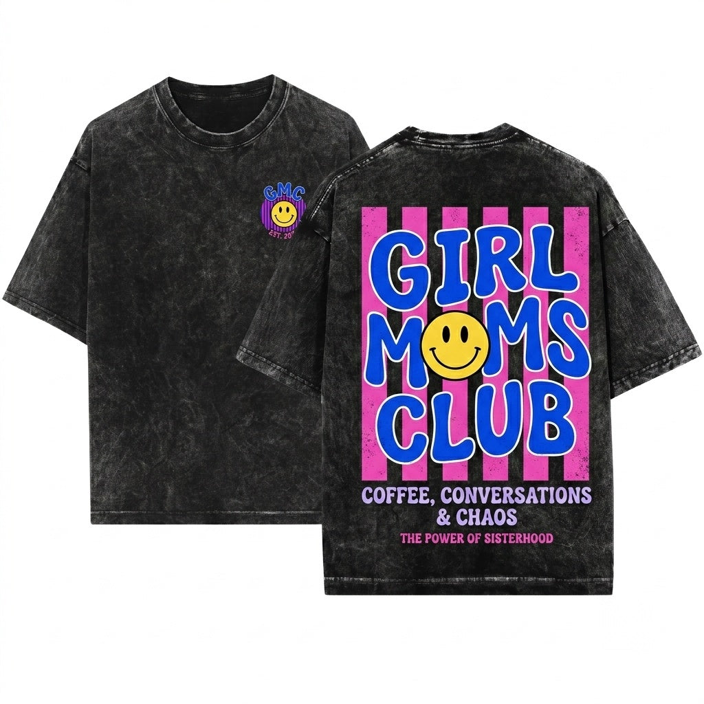 Girl Moms Club Cute Mama Daughter Aesthetic Lifestyle Proud Mothers Day Gift Unisex Wash T-Shirt