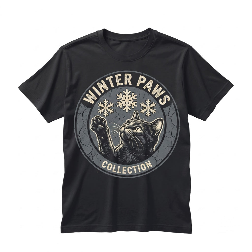 Vintage Snowflakes Graphic Kitten Winter Apparel Cute Pet Lover Gifts Unisex TShirt