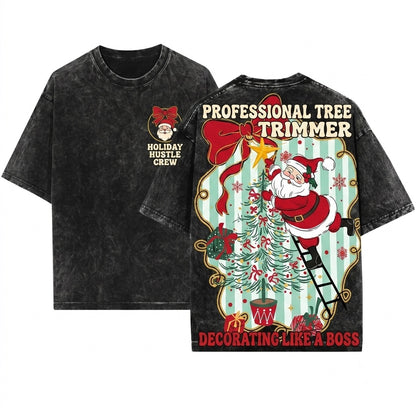 Vintage Brushstroke Oil Santa Coquette Christmas Doodles Artwork Graphic Design Digital File Unisex Wash T-Shirt