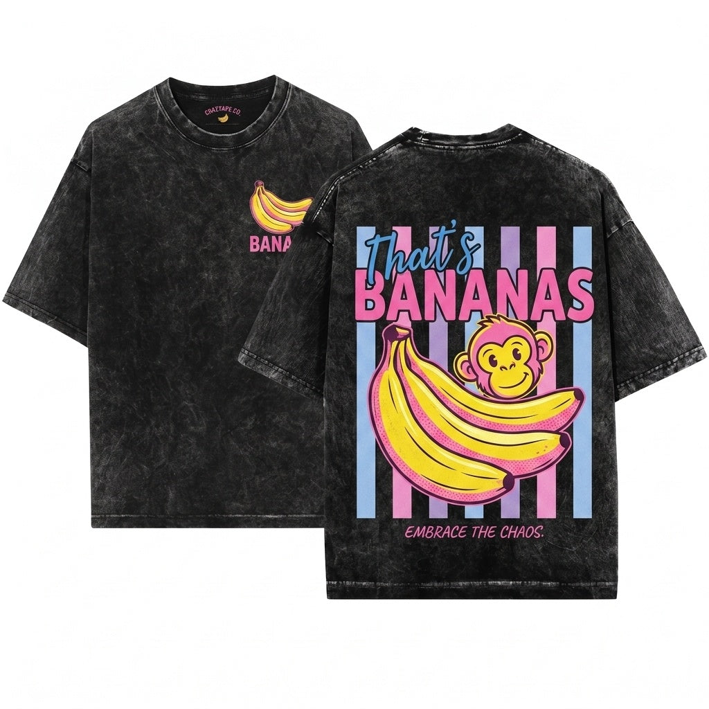 Thats Bananas Retro Graphic Food Pun Summer Fruit Trendy Crop Top Unisex Wash T-Shirt