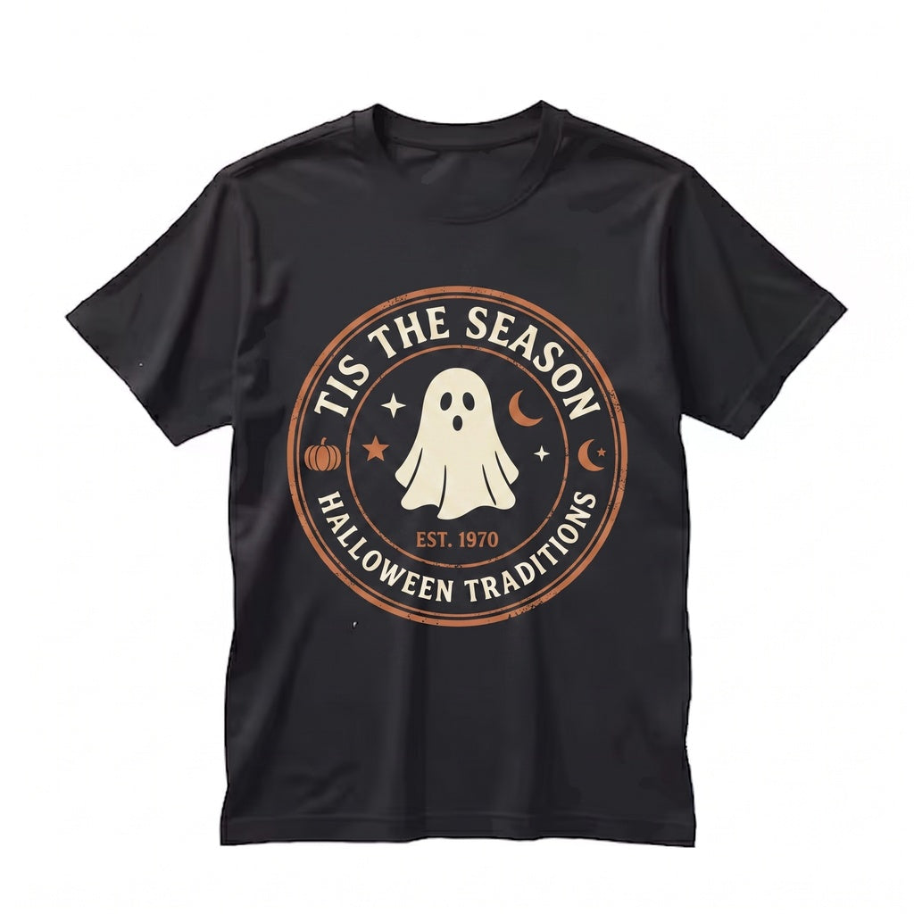 Tis The Season Halloween Ghost Pumpkin Basket Vintage Moon Aesthetic Gift Unisex TShirt