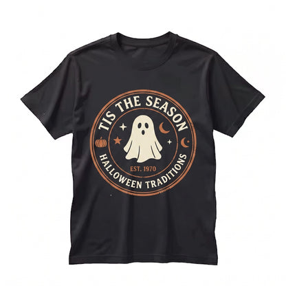 Tis The Season Halloween Ghost Pumpkin Basket Vintage Moon Aesthetic Gift Unisex TShirt
