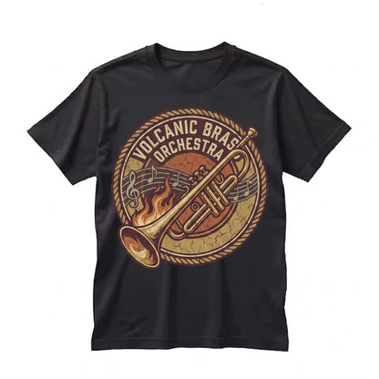 Fiery Golden Brass Trumpet Jazz Musician Gift Dynamic Band Player Graphic Apparel Unisex TShirt