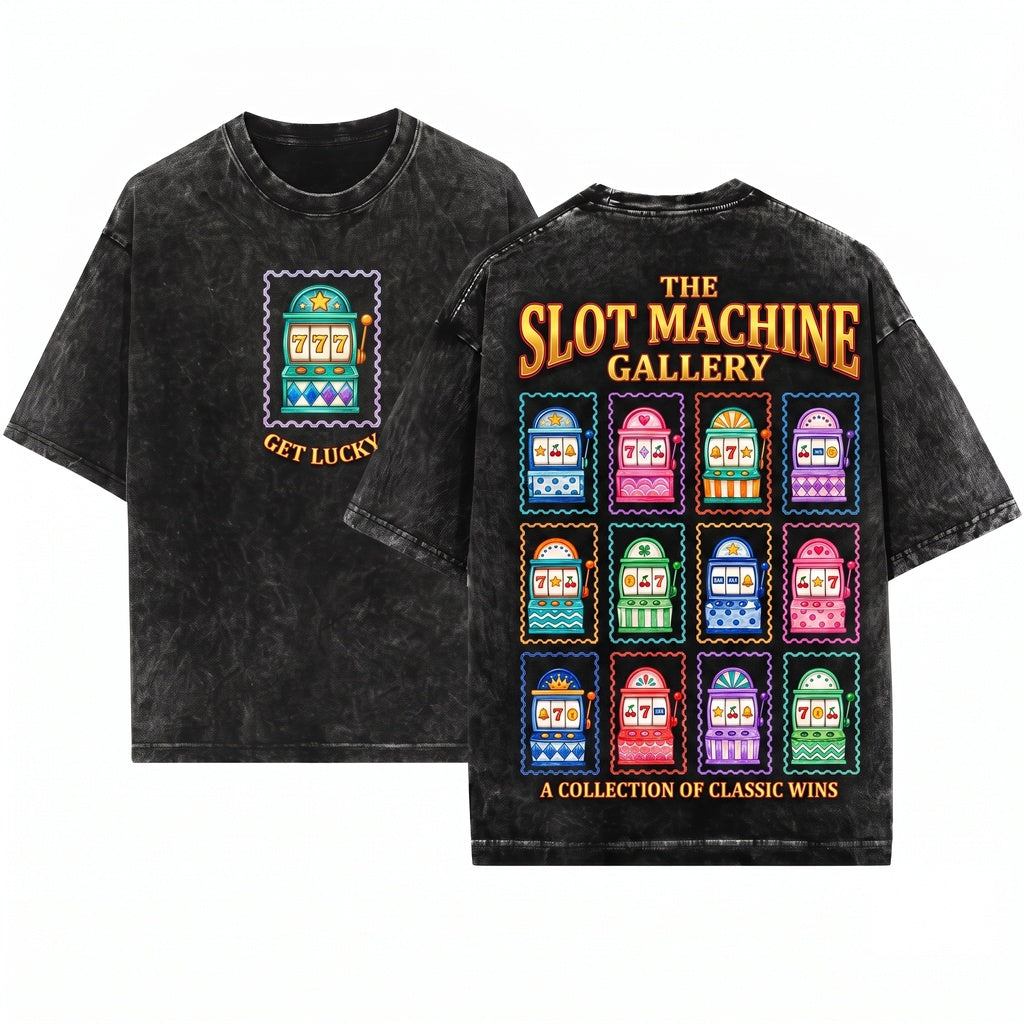 Lucky Slot Machine Casino Jackpot Winner Retro Gambler Gift Unisex Wash T-Shirt