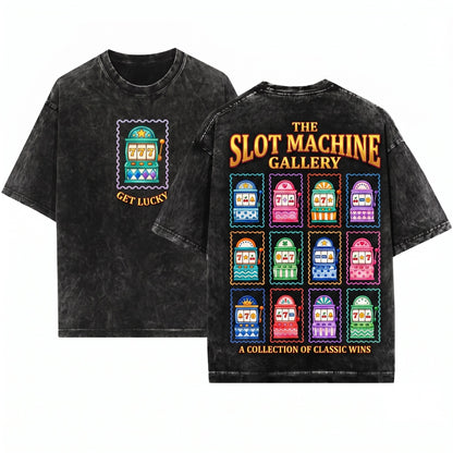 Lucky Slot Machine Casino Jackpot Winner Retro Gambler Gift Unisex Wash T-Shirt