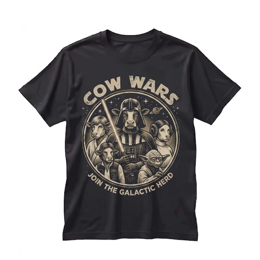 Funny Space Cow Parody Graphic Sci-Fi Galaxy Retro Novelty Gift Unisex TShirt