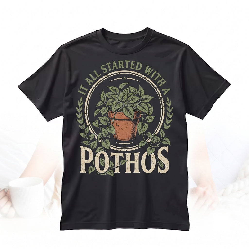 Funny Pothos Indoor Plant Lover Gift, Cute Botanical Graphic for Mom Friend Unisex TShirt