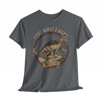 Funny I Eat What Want Retro T-Rex Dino Graphic Print Cotton Unisex TShirt