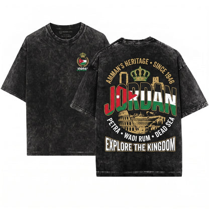 Mens Jordanian Country National Flag Birthday Gift Unisex Wash T-Shirt